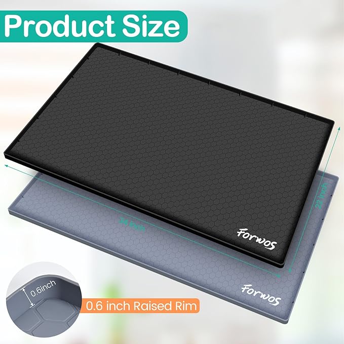 Waterproof Under Sink Mat 34" x 22", Silicone Cabinet Liner, Rubber Protector - Image 2