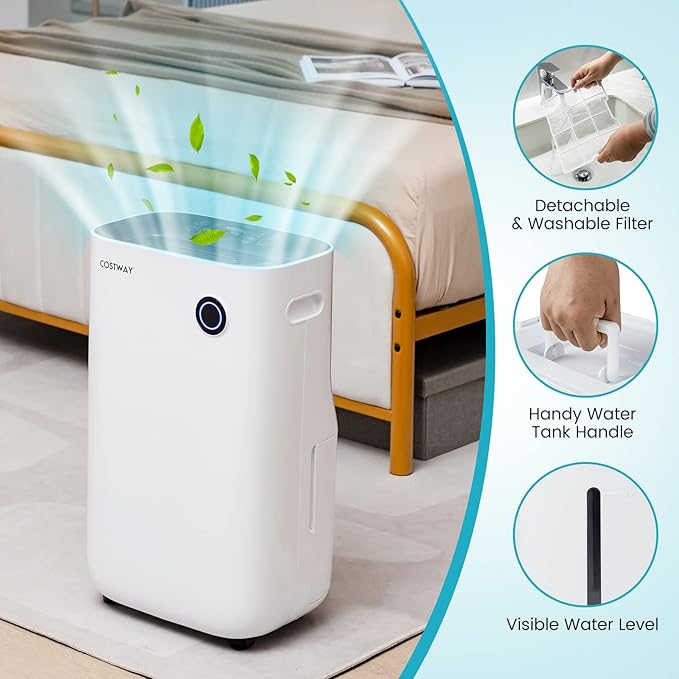 COSTWAY 73 Pint Dehumidifier for Basement, 4500 Sq. Ft Home Dehumidifier - Image 8
