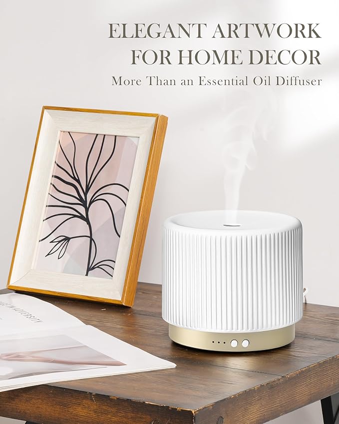 280ml Ceramic Essential Oil Diffuser, Ultrasonic Cool Mist Decorative - Image 6