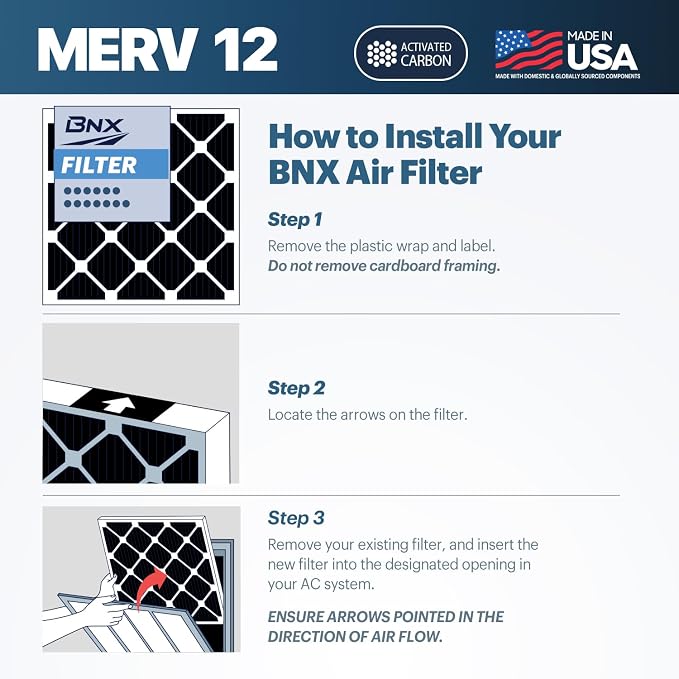 BNX TruFilter 18x18x1 MERV 12 Odor Defense AC Furnace Air Filter - Image 8