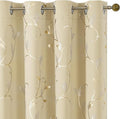BUHUA Blackout Curtains Gold Foil Print Flower Vine Grommet Drapes, Room by BUHUA
