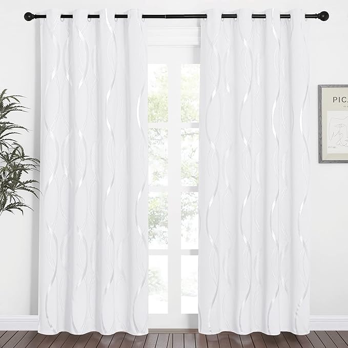 NICETOWN White Curtains Panels for Bedroom 2 Panles Set, 52 inch x 84 inch - Image 2