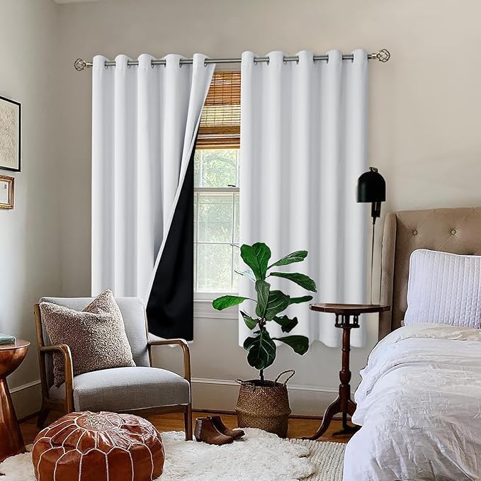 BGment Greyish White 100% Blackout Curtains - Image 2