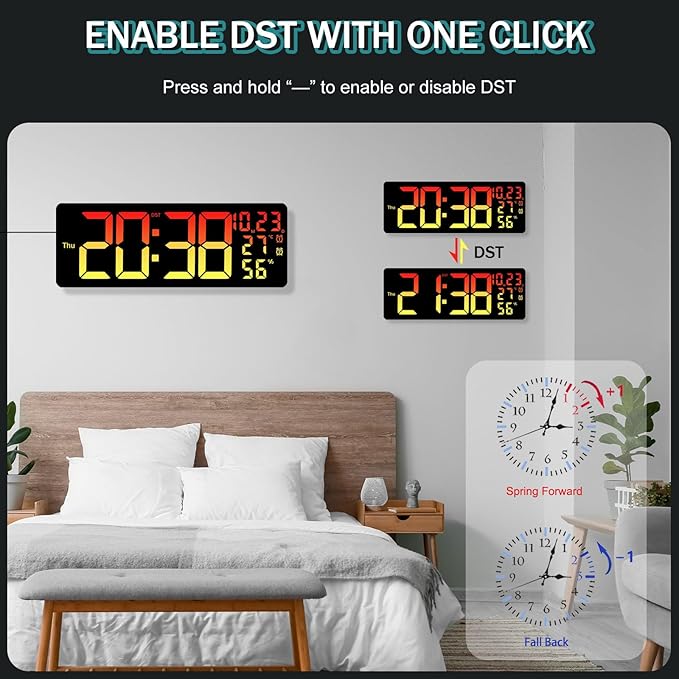 JoFomp 17.3" Large Digital Wall Clock, LED Digital Clock Large Display - Image 7