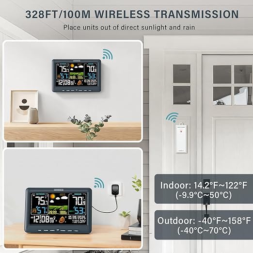 BluSon Weather Station Wireless Indoor Outdoor Thermometer, Color Display - Image 5