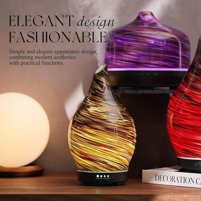 Porseme 150ml Essential Oil Diffuser Glass Color Changing Aroma Air Diffusers - Image 4