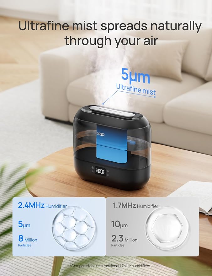 Dreo Smart Humidifiers for Bedroom-Filter Included, Top Fill 4L Humidifier - Image 6