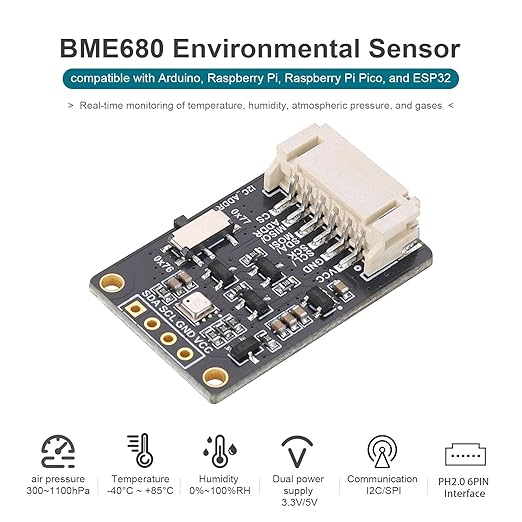 BME680 Environmental Sensor | 4-in-1 Temp Humidity Pressure Gas Detector | - Image 2