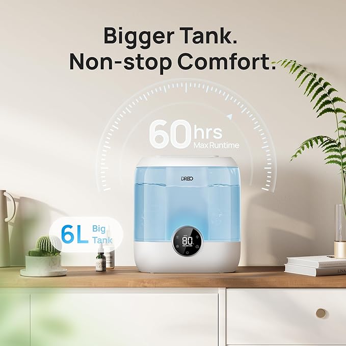 DREO Smart Humidifiers for Bedroom, 6L Top Fill Supersized Cool Mist Humidifier - Image 3