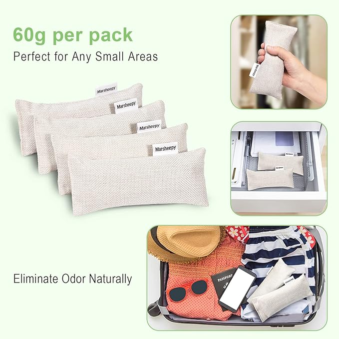 6 Pack Charcoal Shoe Deodorizer Bags, Shoe Smell Remover and Odor Eliminator - Image 3