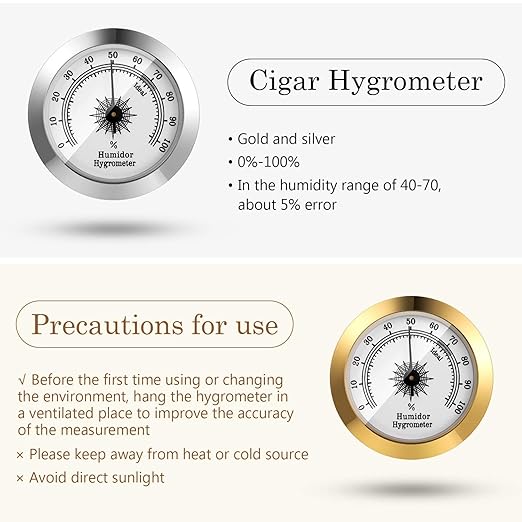 Frienda 2 Pcs Hydrometer 2 Inch Humidity Meter Cigar Humidor Hygrometers Round - Image 3