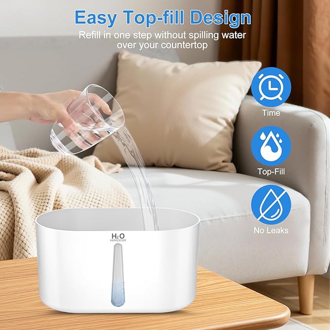 COO Humidifiers for Bedroom, 2L Tank for Large Room, 30 Hour Runtime, 28dB - Image 2