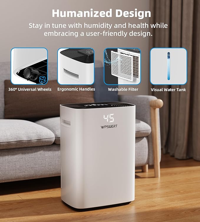 5500 Sq.Ft Dehumidifier for Basement, WPSOERT 80 Pints Dehumidifiers for Home - Image 6