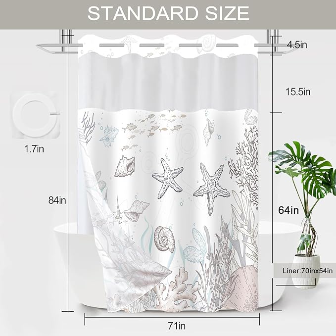 Extra Long No Hook Shower Curtain - Image 7
