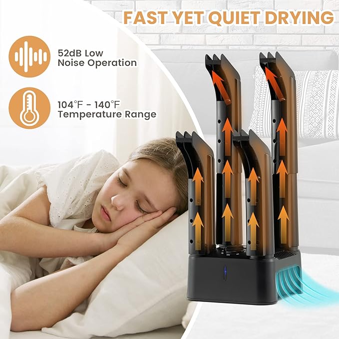 COSTWAY Shoe Dryer, 180 Mins Timer, CETL Standard Noiseless Boot Warmer - Image 2