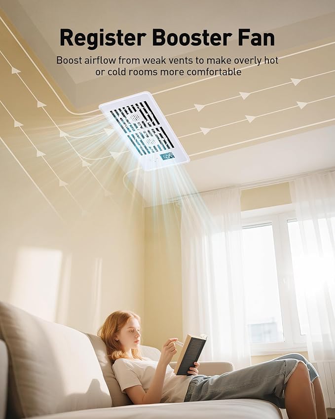 AGPTEK Register Booster Fan for 4 x 10 Register Holes, Quiet Air Vent Fans - Image 7
