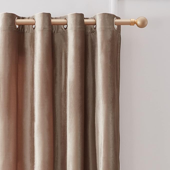 BULBUL Luxury Taupe Velvet Curtains:108 inches Long Elegant Living Room - Image 2