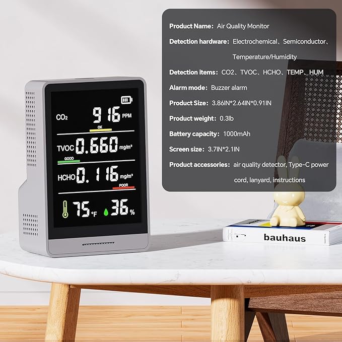 5-in-1 Professional Indoor Air Quality Monitor Indoor Portable CO2 Monitor | - Image 6