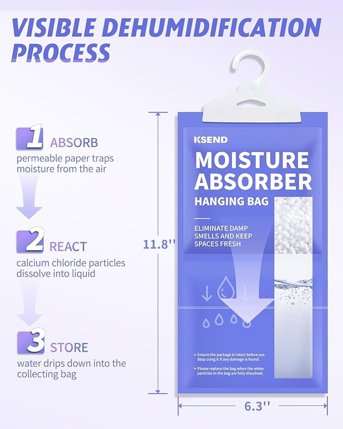 Moisture Absorbers 10 Pack, 9.8 Oz Compact Dehumidifier Bags & Packs, Moisture - Image 8