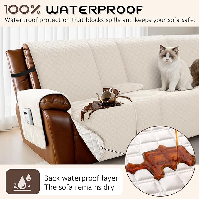 Arfntevss Waterproof Recliner Sectional Couch Covers - Image 2