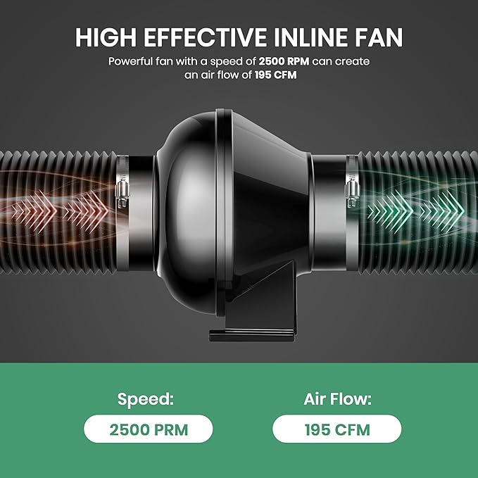 4 Inch 195 CFM Inline Duct Ventilation Fan, Exhaust HVAC Vent Blower - Image 4