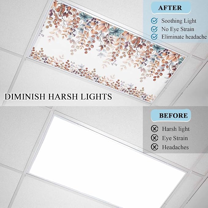 2 Pack Fluorescent Light Cover for Classroom Ceiling Light, Fall Orange - Image 8