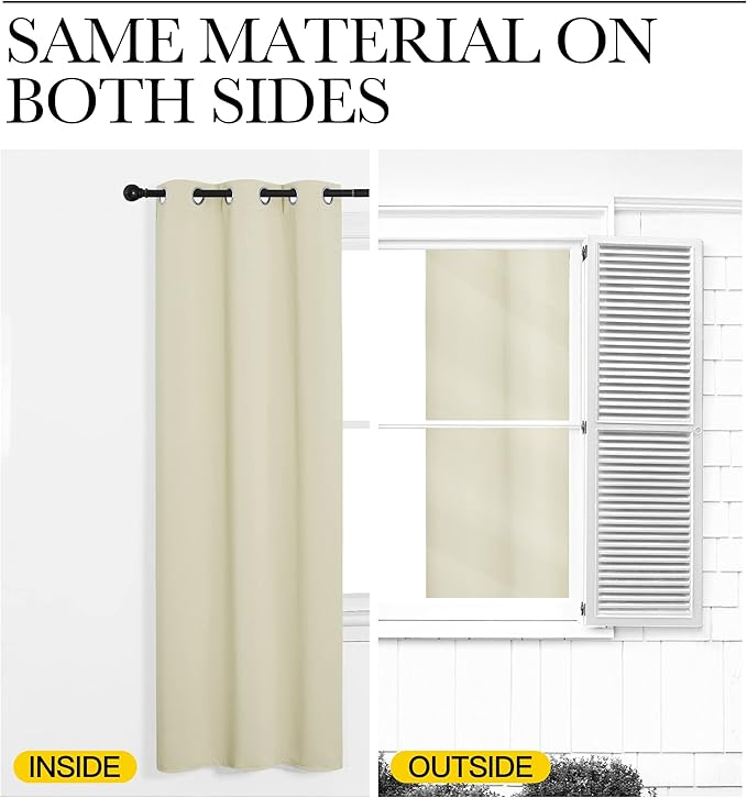 NICETOWN Beige Room Darkening Curtain and Drape Energy Efficient Warmth Solid - Image 7