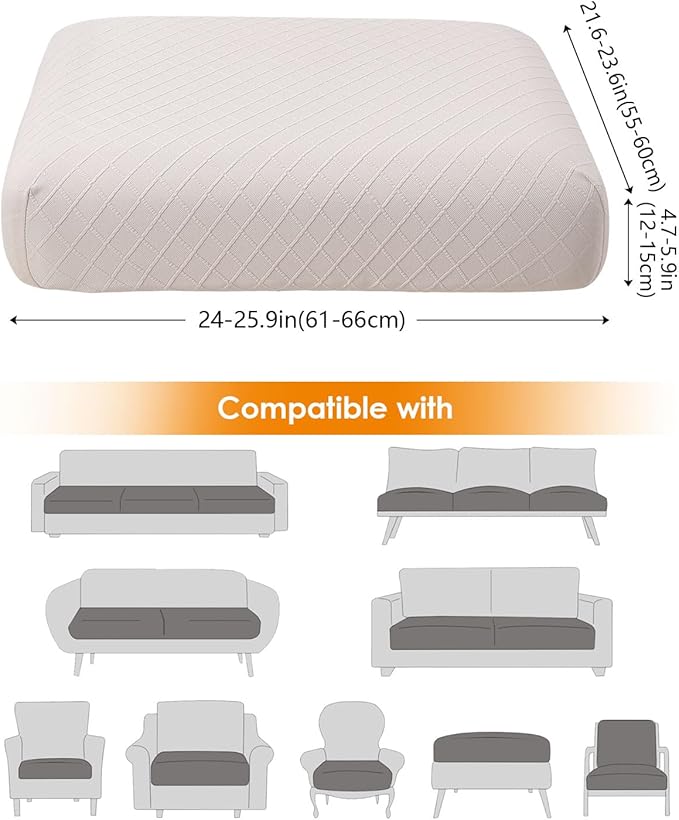Fuloon Waterproof Seat Cushion Covers 3 PCS, Stretch Sofa Cushion Slipcovers - Image 4