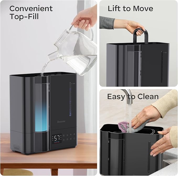 BREEZOME 8L Humidifiers for Bedroom, Warm & Cool Mist for Large Room Home - Image 8