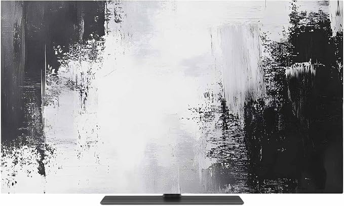 Abstract Black White Gradient Indoor TV Cover, Elastic TV Screen Protector - Image 2