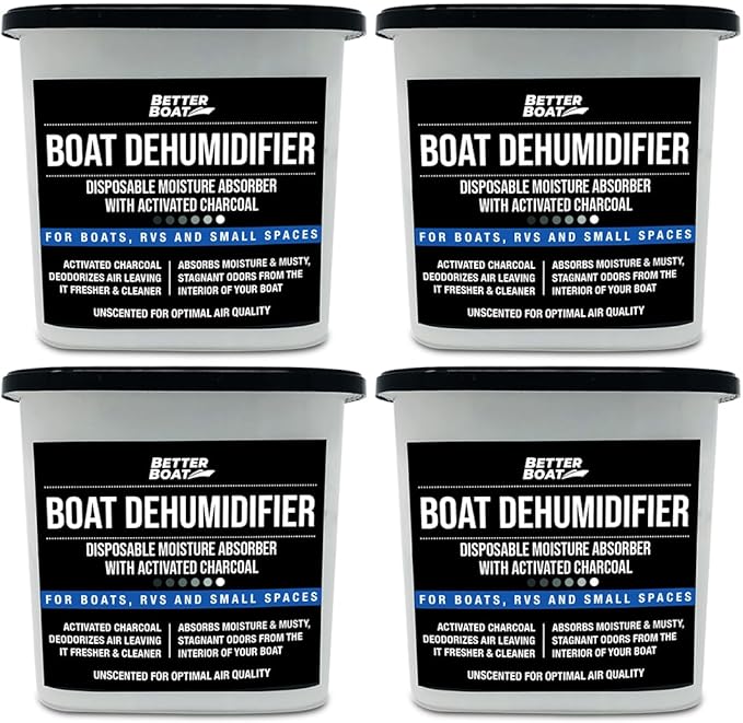 Moisture Absorber 4 Pack with Activated Charcoal Dehumidifier Bucket, Unscented by BetterBoat