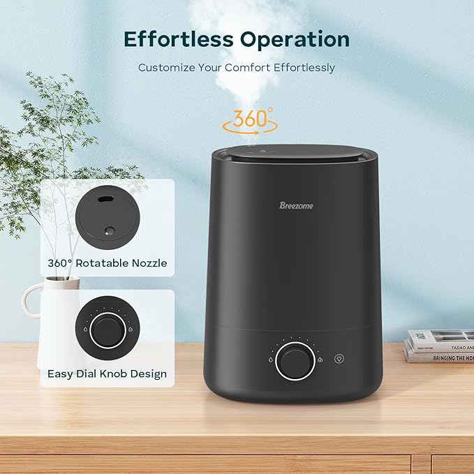 BREEZOME 5L Humidifiers for Bedroom, Ultrasonic Cool Mist Top Fill Humidifier & - Image 3