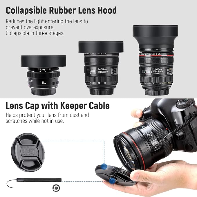 NEEWER 52mm ND Filter Kit and Lens Accessories, ND2 ND4 ND8 UV FLD CPL Filter - Image 7