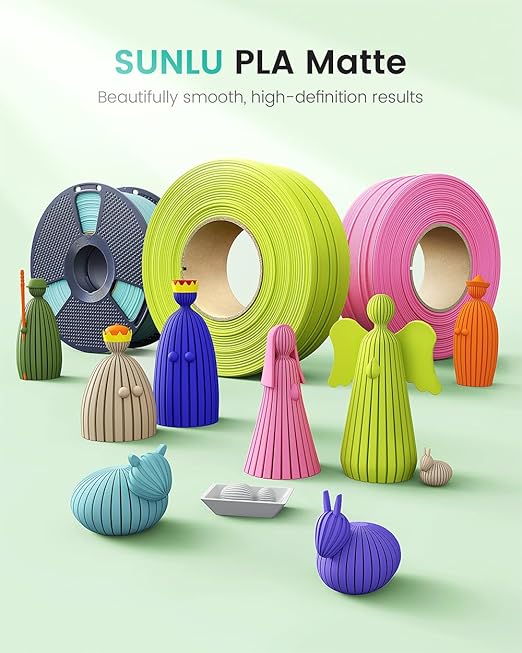 Matte PLA Filament 1.75mm, 1kg SUNLU 3D Printer Filament, Smooth Matte Finish - Image 2