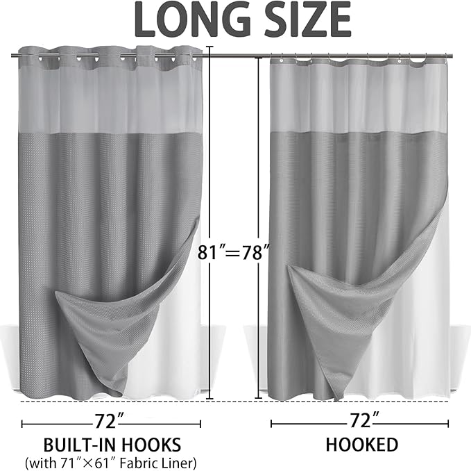 No Hook Shower Curtain and Liner Set - Image 6