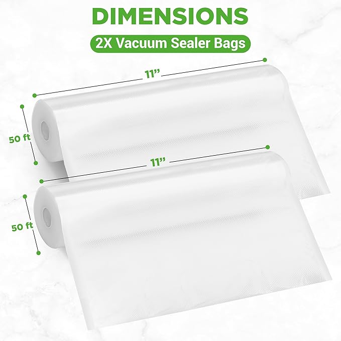 NutriChef Vacuum Sealer Bags 11x50 Rolls 2 pack - Image 3