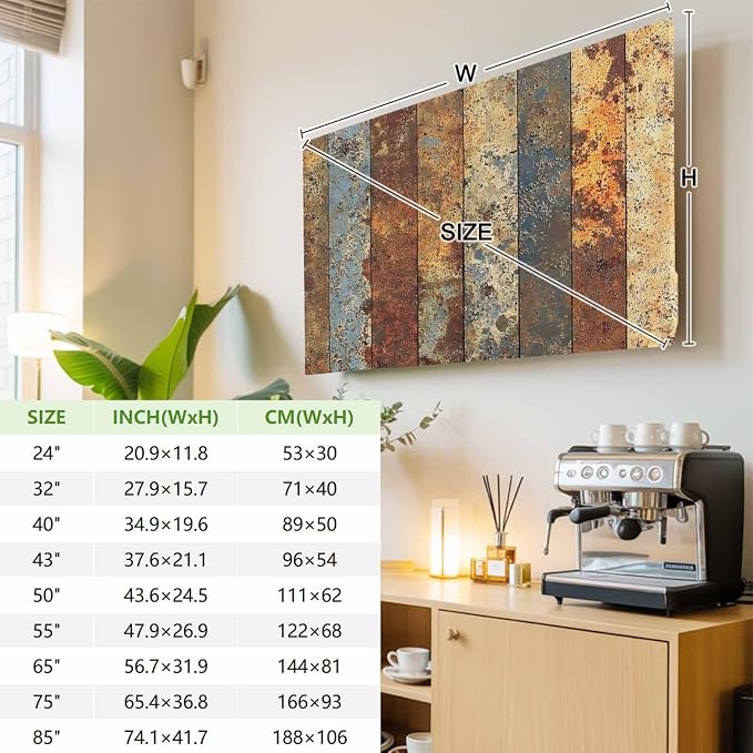 Farmhouse Vintage Wood Board Indoor TV Cover, Elastic TV Screen Protector Brown - Image 3