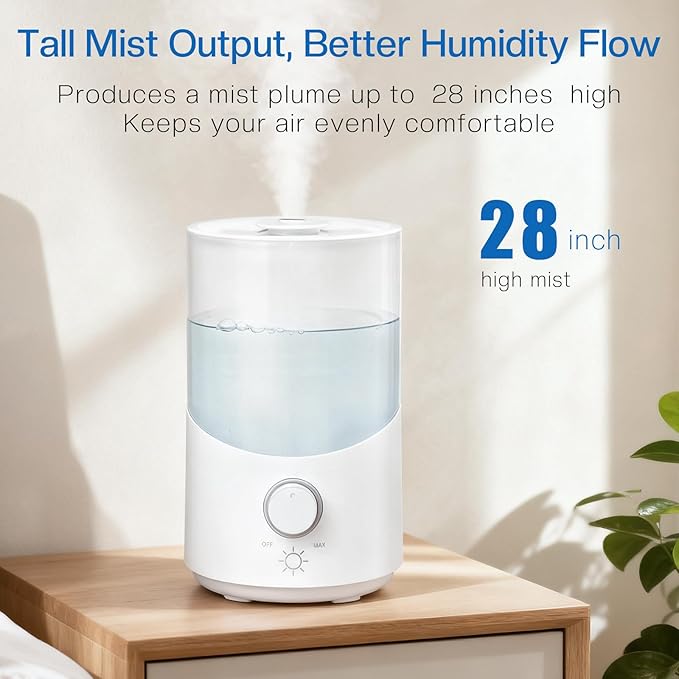 Cool Mist Humidifier for Bedroom, 3L Top Fill Ultrasonic Air Humidifier - Image 5