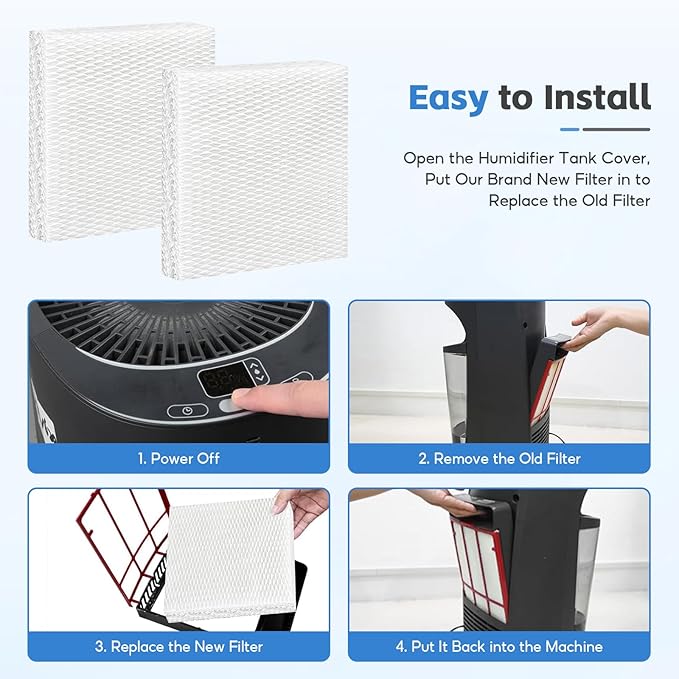 8-Pack HFT600 Humidifier Replacement Wicking Filter T - Image 6