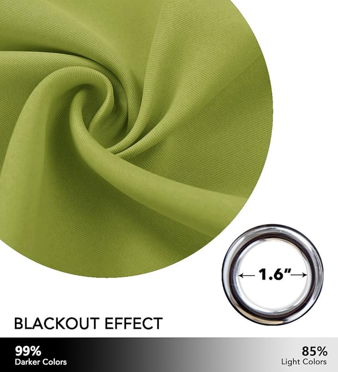 NICETOWN Green Curtain for Bedroom 84 inches Window Treatment Thermal Insulated - Image 6