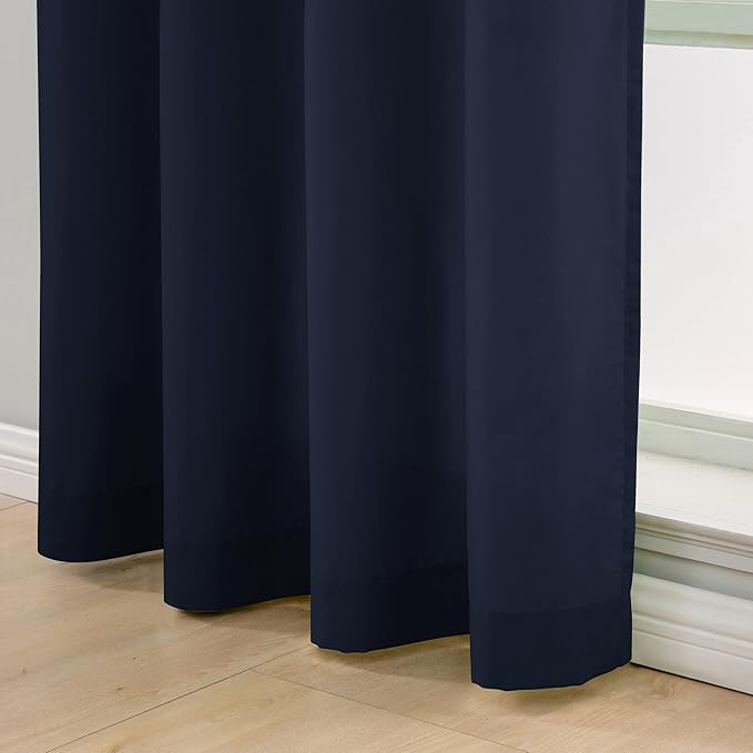 L.Z.E Dark Blue Privacy Curtains 84 Inches Long 2 Panels Set, Light Filtering - Image 5