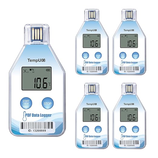 Tzone Digital Temperature Data Logger USB Single Use Temp Recorder 5 Packs by Tzone