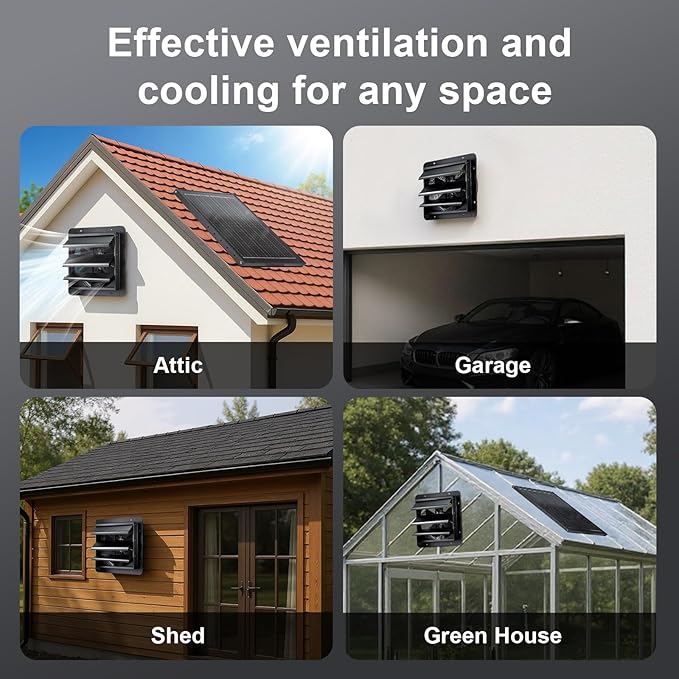 GROWNEER Solar Powered Exhaust Fan, 30W Solar Panel+12" High Speed Solar - Image 6