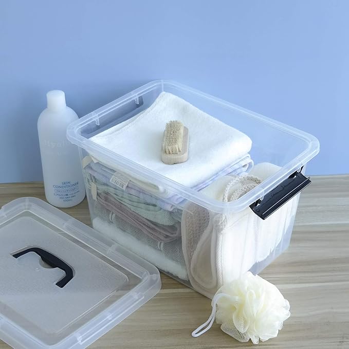 Farmoon 12 Quart Clear Storage Bin, Plastic Stackable Box/Cotainer - Image 3