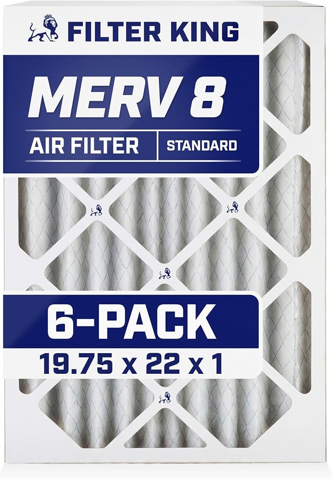 Filter King 19.75x22x1 Air Filter | 6-PACK | MERV 8 HVAC Pleated A/C Furnace by FilterKing
