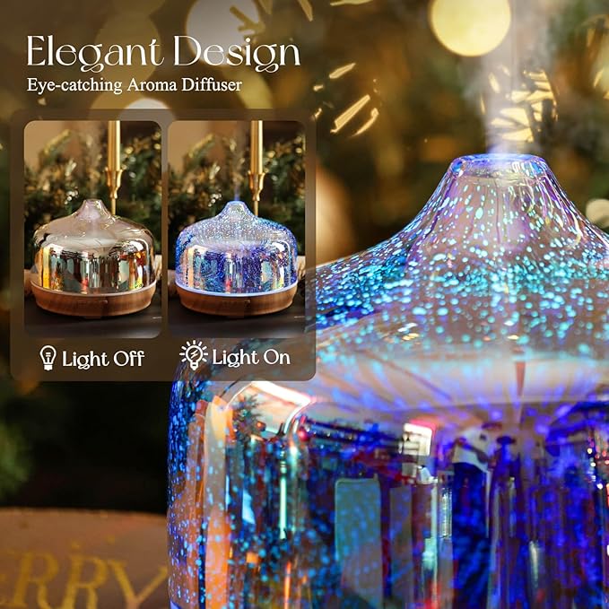 Porseme 500ml Glass Essential Oil Diffuser Aromatherapy Ultrasonic Cool Mist - Image 7