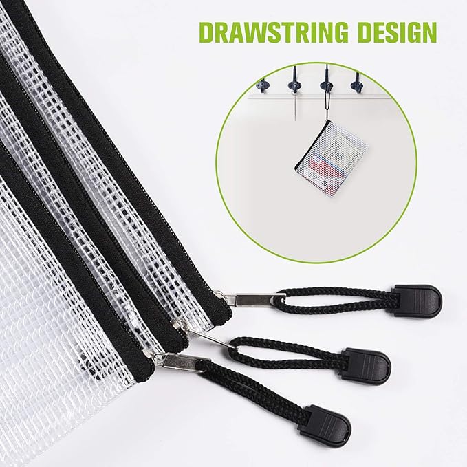 Mesh Zipper Pouch, B5 Size Tear-Resistant Document Pouch, Extra Large Zip File - Image 5