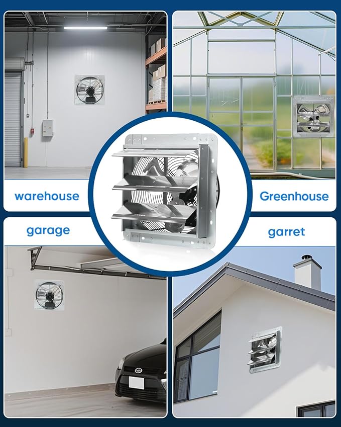 KEN BROWN 12 Inch Shutter Exhaust Fan, Gable Vent Fan, Wall Mount Ventilation - Image 7