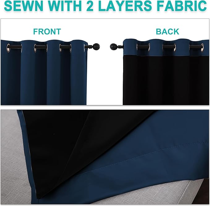 NICETOWN Full Shading Curtains 90" Long 2 Panels Set - Image 5