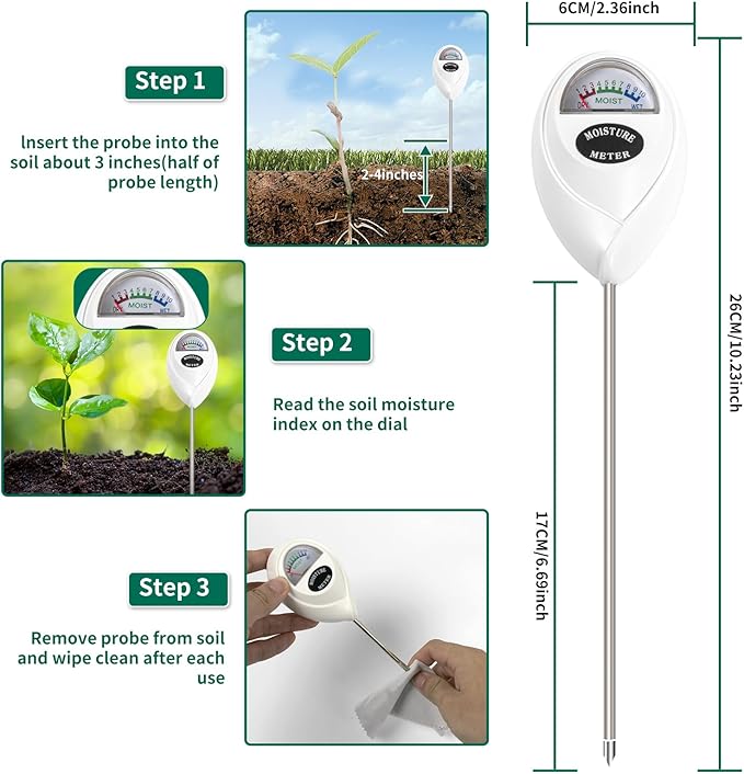 SZHLUX Soil Moisture Meter, Plant Water Monitor, Soil Hygrometer Sensor - Image 3